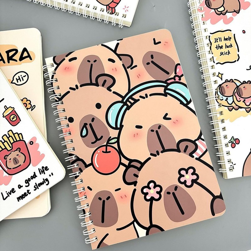 Capybara Spiral Notebooks, 4 Packs 5.5" x 8.3" A5 Wirebound