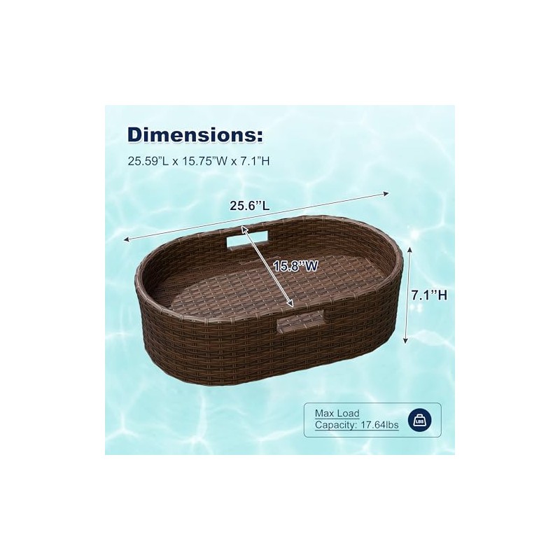 Devoko Floating Pool Tray Large PE Rattan Pool Serving Bar,