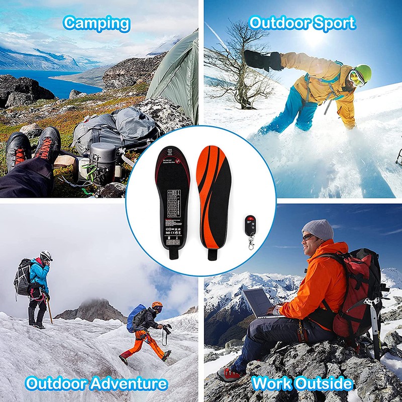 Electric Heated Insoles Rechargeable Winter Foot Warmers with Remote Control
