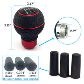 Thruifo 5 Speed Gear Stick Shifter Head, Leather & Aluminum MT Car Shift Knob Fit Most Automatic Manual Vehicles, Red