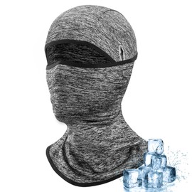 ROCKBROS Cooling Balaclava Face Mask with Glasses Holes Summer Shiesty Mask for Men Women Grey
