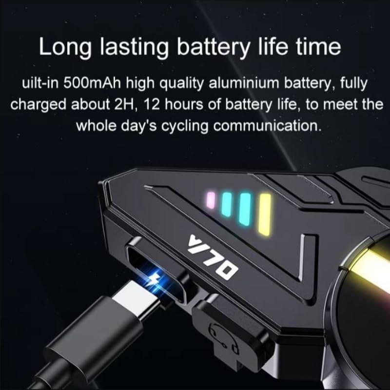 Y70 Motorcycle Bluetooth Helmet Headset V5.3 RGB Colourful Lights Headphones