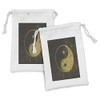 Lunarable Ying Yang Fabric Pouch Set of 2, Distressed Yin