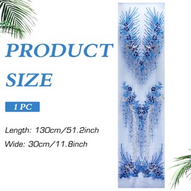 MAYJOYDIY Flower Beads Sequins Lace Appliqué Blue 3D Flower Embroidery Sew On Lace Trim Golden Sequins Lace Ribbon for Headwear Clothing Bridal Accessories Crafts DIY