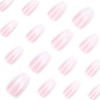 24PCS Press on Nails Medium Coffin, French False Nails Pink