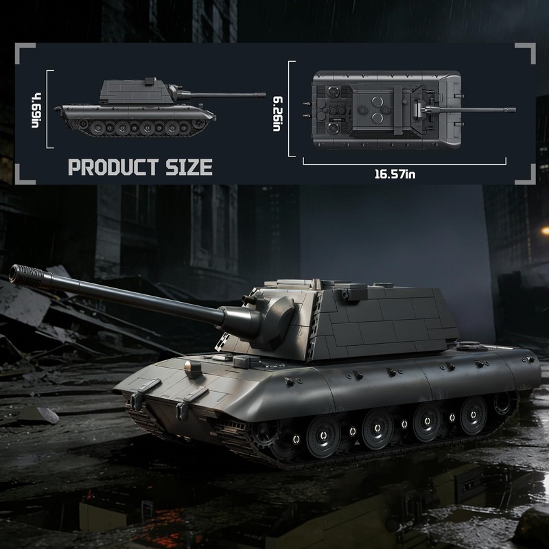 honchoes WW2 E-100 Heavy Tank Building Sets, Army Military Vehicles