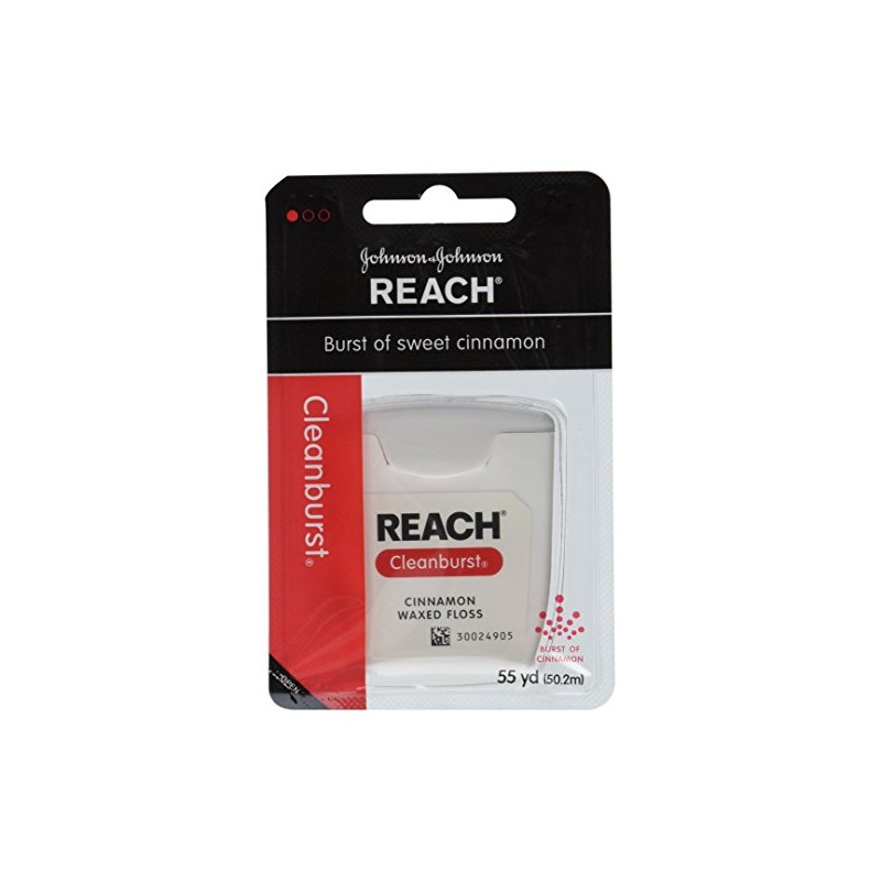 Reach Johnson and Clean Burst Waxed Floss, Cinnamon, 6 Count