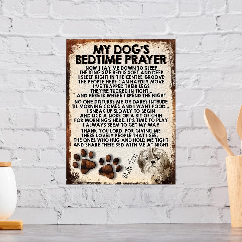 MY DOG'S BEDTIME PRAYER RETRO STYLE METAL TIN SIGN/PLAQUE (SHIH