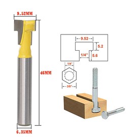 T-Slot Cutter Router Bit, T-Track Keyhole Slotting Milling Cutters with 1/4" Shank, Woodworking Grooving Router Bits for Wood Hex Bolt - 1/4*3/8", 1/4*1/2"