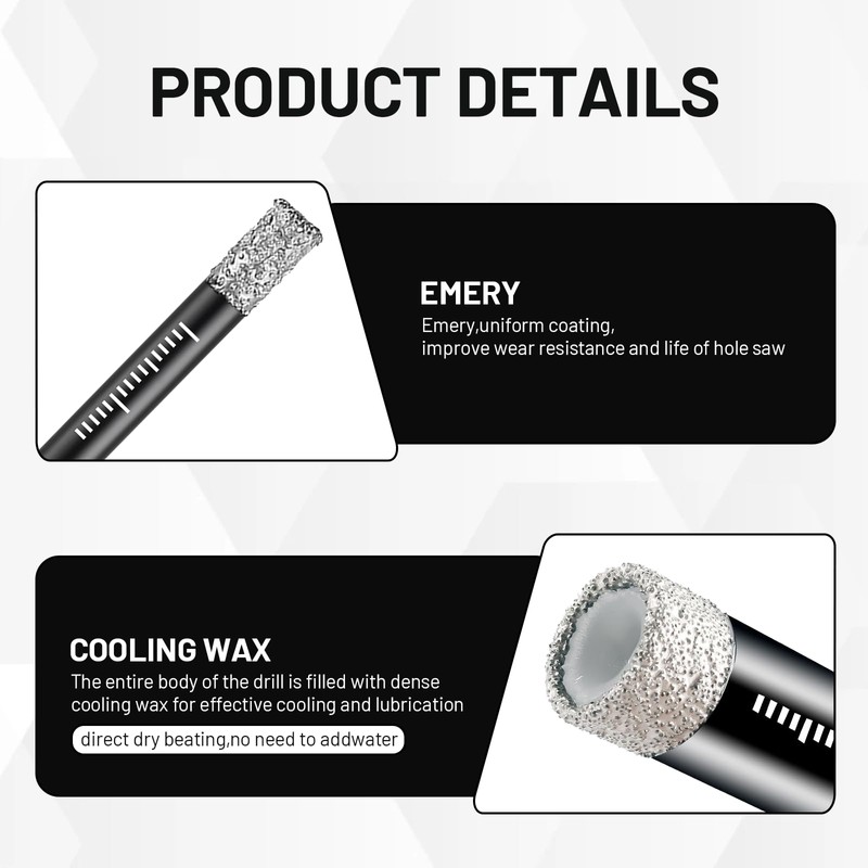 Leogony 8 Pcs Tile Drill Bit, Diamond Bits with Wax