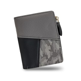 Andiker Ladies Purse, Compact Bi-fold Wallet for Women Soft PU Leather Fashion Vintage Splicing Women’s Wallet with Zipper Coin Pocket (Black)