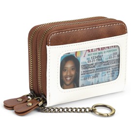 GAEKEAO Small Leather Wallet for Women RFID Blocking Credit Card Holder Wallet with Keychain