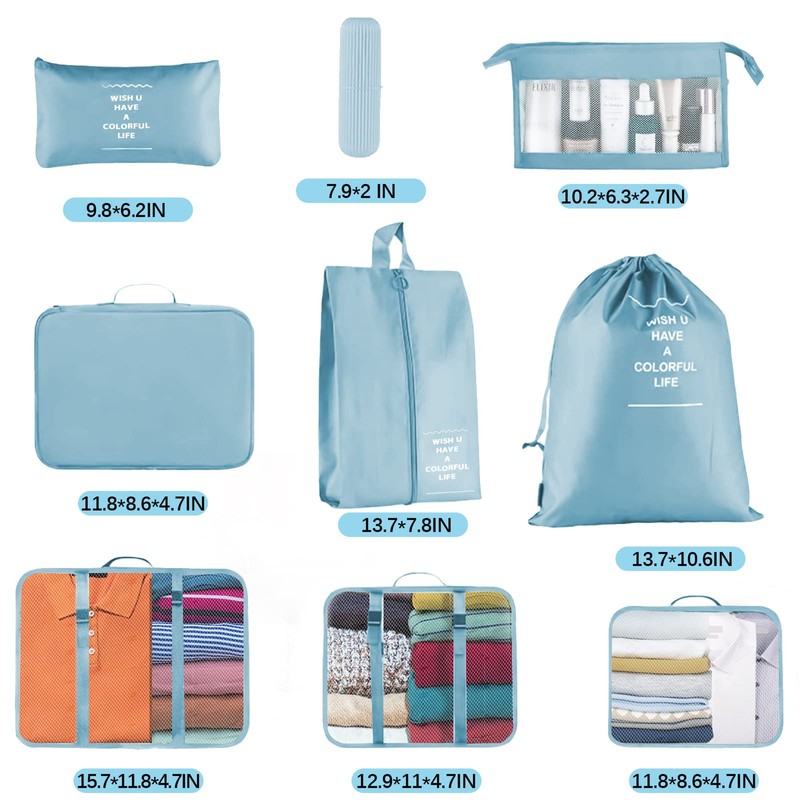 Jsdoin Packing Cubes for Suitcase,9PCS Travel Luggage Packing Organizers for