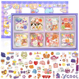 LSLSHY 2000 Pcs Cute Stickers, Waterproof Vinyl Transparent Stickers, Kawaii Fun Stickers for Water Bottle Laptop Scrapbook Journaling, 200 Sheets Animal Stickers Boxed Gifts for Kids Teens Girls Boys