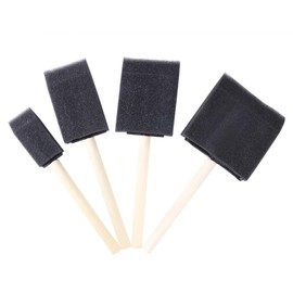 Stoooduo Sponge Brush [Set of 4] Foam Paint Brush Stencil Sponge Washable Reusable Paint Tool Wood Handle Paint Pigment