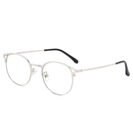 Cyxus 8092T18 Cat Eye Glasses, Metal Frame, Date Glasses, Blue Light Reduction, UV Protection, Stylish (8092T18 Silver)