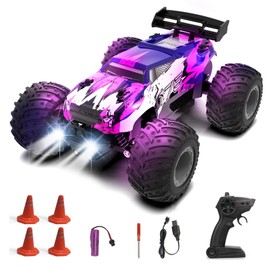 Sjpzwcrl Remote Control Car Toy Truck: - Hand Controlled Monster Truck Toys RC Car Electric Rock Crawler RC Truck with Headlights and Colorful Toy Cars Body Lights for Boy Kids