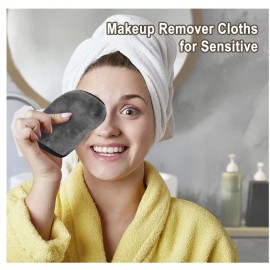 Makeup Remover Cloth, 6 inch x 6 inch Reusable Makeup Remover Towels with Laundr