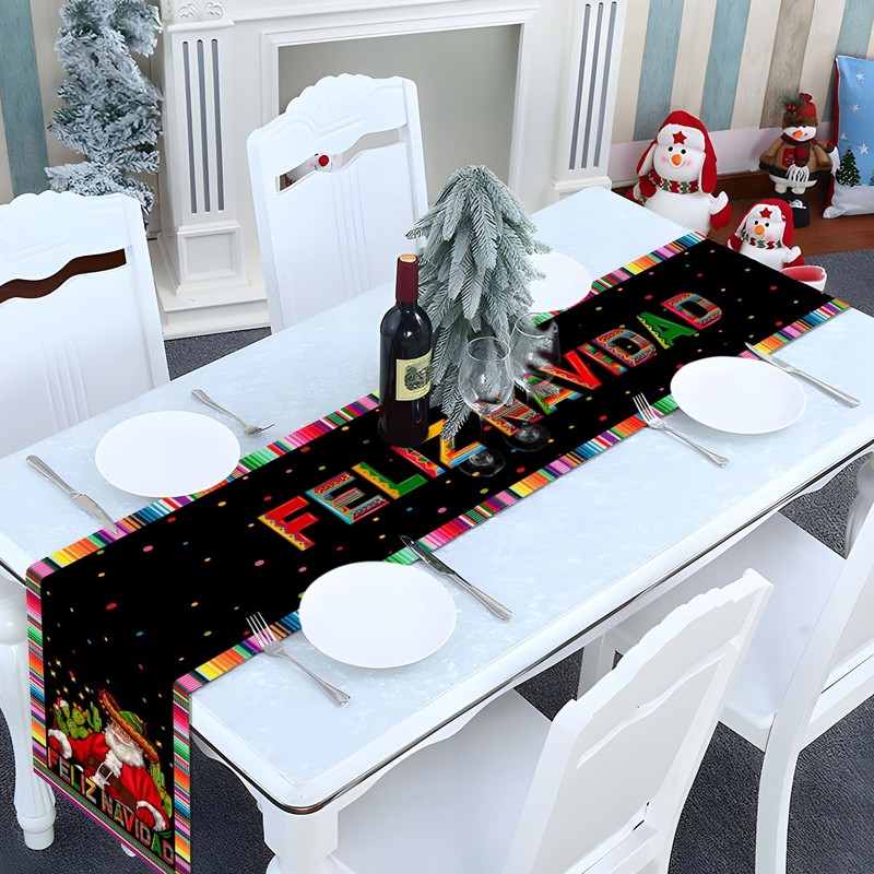 Nepnuser Feliz Navidad Table Runner Mexican Christmas Winter Holiday Party