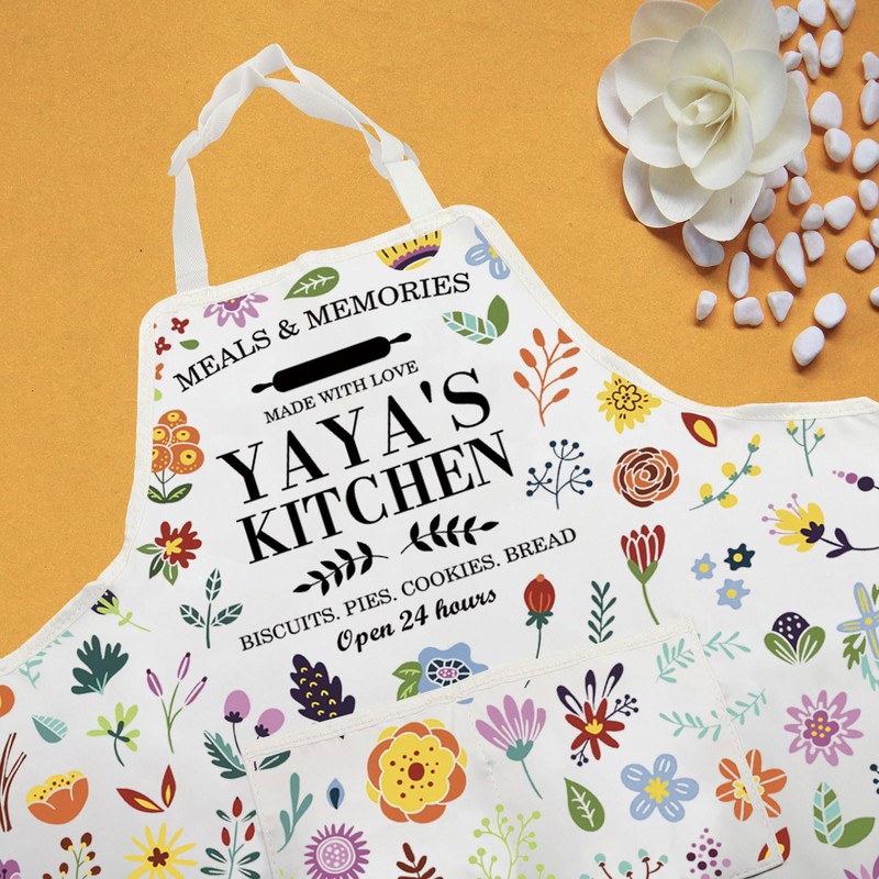 WCGXKO Yaya's Kitchen Apron - Best Apron Ever for Mom