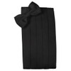 Cardi Men's Solid Satin Bowtie and Cummerbund Set, Black