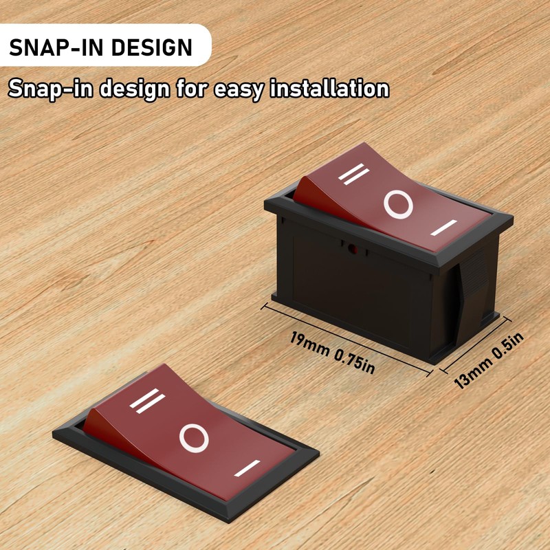SCOOYUCK 5 Pcs Rocker Switch ON/Off/ON, 15mm×21mm 12V 24V 125V