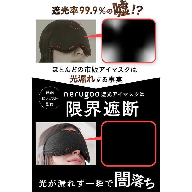 nerugoo [Nelgoo] Sleep Eye Mask, Sleep Light Blocking Rate 99.99%,
