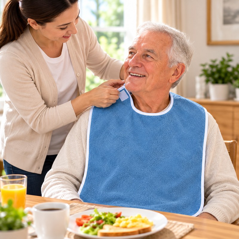 2 Pcs Adult Bibs for Eating – Large Terry Cloth