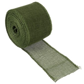 PATIKIL 2.36 Inch Wide 5.47 Yards Burlap Fabric Ribbon, 1 Pack Wired Jute Crafts Roll for Party Home DIY Wrapping Decoration Green