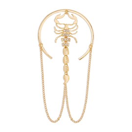 Scorpion Arm Bracelet Upper Arm Cuff Chain Tassel Armlet Adjustable Half Open Armband Minimalist Bangle for Women and Girls (Golden, One size)