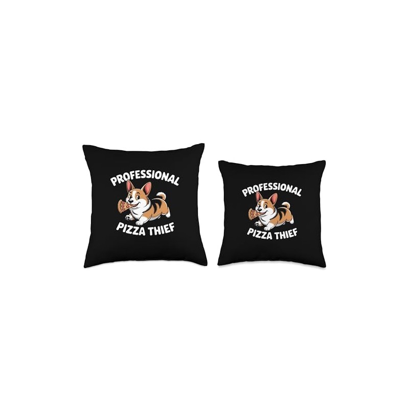 Corgi Pizza Thief Food Dog Lover Throw Pillow