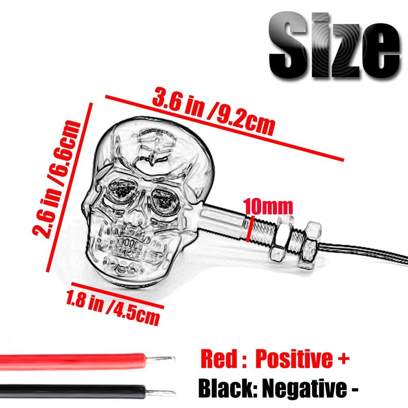 kucehiup Skull Head LED Amber Turn Signal Motorcycle Turn Signals