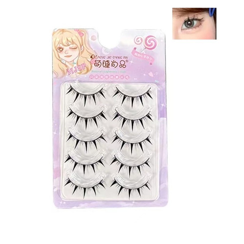 5 Pairs Makeup Cartoon Eyelashes Cosplay Anime Eyelashes Black Stem