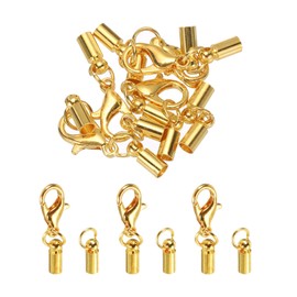 MECCANIXITY 5 Piezas de Tapa de Extremo de Cordón de 5,5 mm de Diámetro con Cierre de Langosta para Cordón de Cuero, Borlas, Fabricación de Joyas 6,5 mm de Longitud Color Dorado