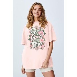 God is Good Shirt Christian Shirts for Women Oversized Jesus Religious Gift Tops Bible Verse Inspirational Tee Light Pink