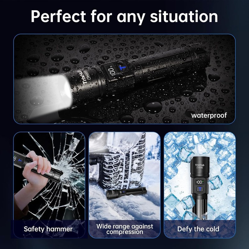 TrixHub Rechargeable Flashlights 2 Pack, Super Bright High Lumens Flash