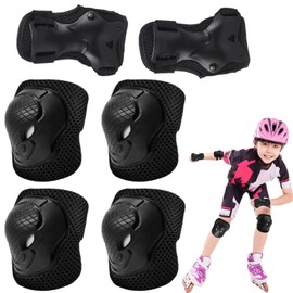 Kids Knee and Elbow Pads - Toddler Kneepad Set of 6 - Protective Safety Gear for Kids 3-8 Multi-Sport Activities Including Cycling Rollerblading Snowboarding Hockey