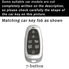 ontto 7-button Car Key Fob Protector with Keychain Compatible with Hyundai Sonata Santa fe Tucson TPU Smart Remote Key Bag Red, Red(long Keychain)