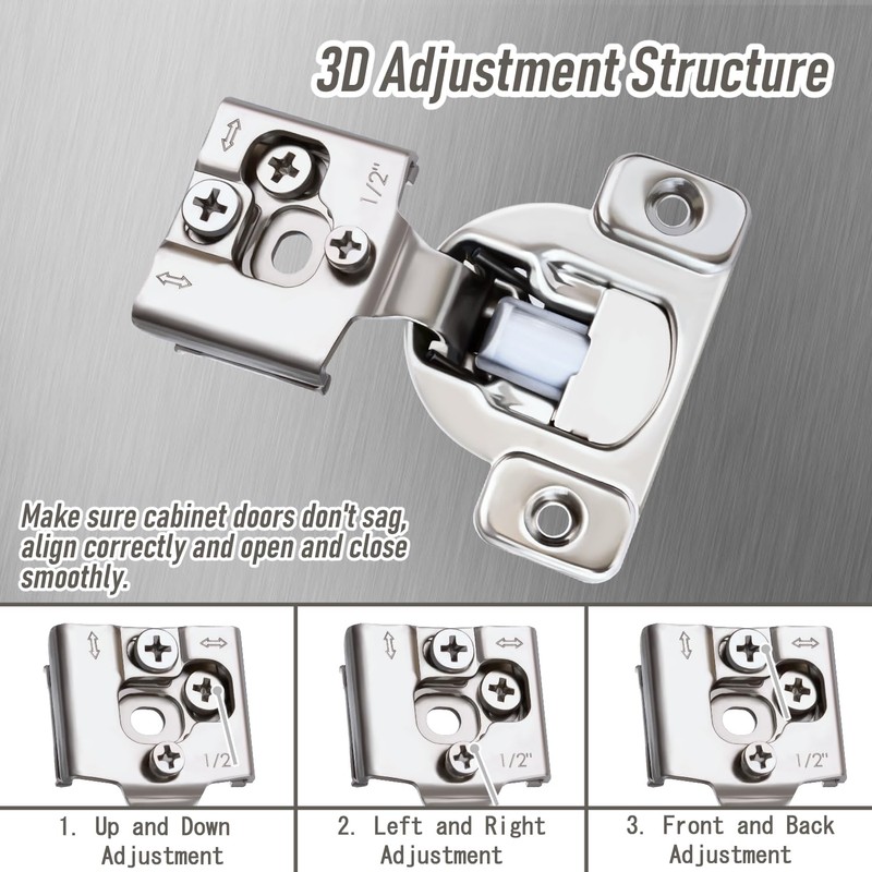 Soft Close Cabinet Hinges, HTCELLE 50 Pack 25 Pair 1/2