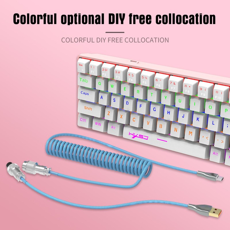 Mechanical Keyboard Cable Double Sleeve Custom Coiled with Detachable Metal