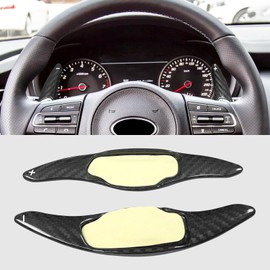 BLAKAYA Compatible with KIA Stinger 2018-2023 Real Carbon Fiber Steering Wheel Shift Paddle Extended Cover Trims Accessories (Black 2PCS)