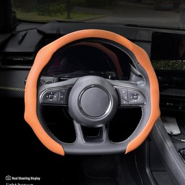 Napa Nappa Leather Steering Wheel Cover - New Quick Turn, Non-Slip, Breathable, Ultra-Thin, Universal Grip Cover, Suitable for Four Seasons, Car Accessories, Special Gift:_【Orange】Napa leather upgrade