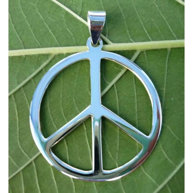 Fashion Jewelry large Waterproof PEACE SIGN pendant 26" 925 Sterling