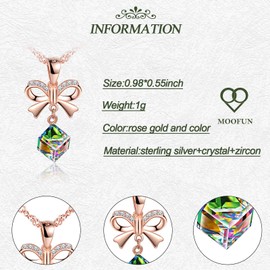 MOOFUN Women's Necklace 925 Sterling Silver Cubic Zirconia Bow with Crystal Charms Pendant Rose Gold Chain Jewellery Packaging Gifts for Her Wife Girlfriend Women Valentine's Day Mother's Day