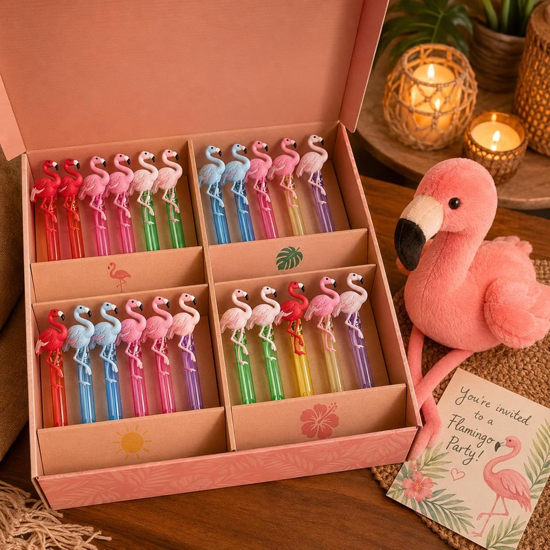 24 Pcs Flamingo Bubble Wands, Luau Party Favors & Goodie