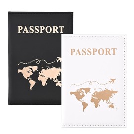 gvivej Passport Covers, Black Passport Holder, Passport Organiser, PU Leather Passport Cover, Passport Cover, Faux Leather Passport Case Holder, for Credit Cards, ID, 2Pack-Black+White, Modern