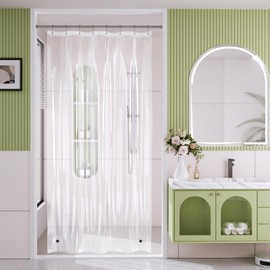 AmazerBath Shower Curtain Liner, 48x72 Clear Shower Curtain Liner, Waterproof Plastic Shower Liner, Cute Lightweight PEVA Shower Curtain for Bathroom with 2 Magnets and 8 Rustproof Metal Grommets