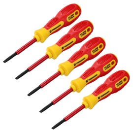 QUARKZMAN 5 Stück 1000V Schlitz isolierte magnetische Elektriker Schraubendreher 5mm x 75mm CR-V Flachkopf-Schraubendreher