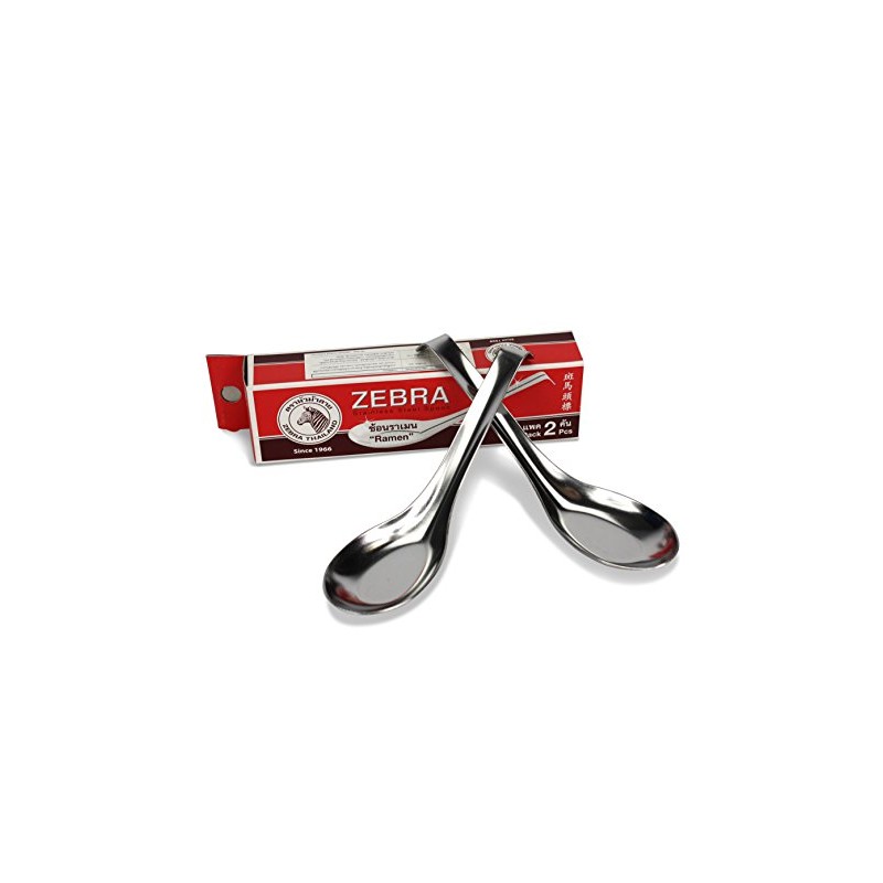 Thai Stainless Steel Ramen Spoon, Zebra Brand, Pack of 2