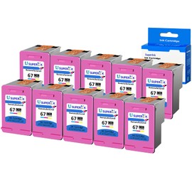 USUPERINK Remanufactured High Yield Ink Cartridge Replacement for HP 67XL 67 XL Compatible with DeskJet 2722 2723 DeskJet Plus 4140 4152 Envy 6052 6055 Envy Pro 6458 6464 Printer (10 Pack, Tri-Color)